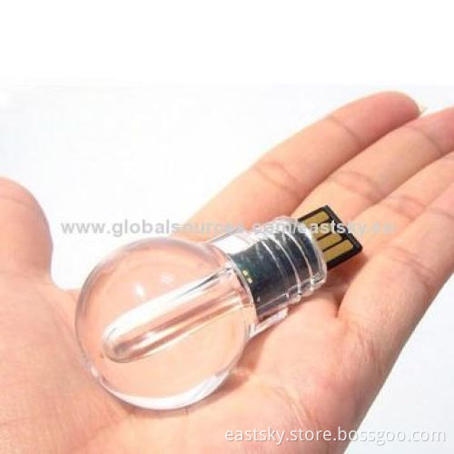 Bulb style USB flash drive, can be lighten-up when we connect it with computer, 64MB to 32GB